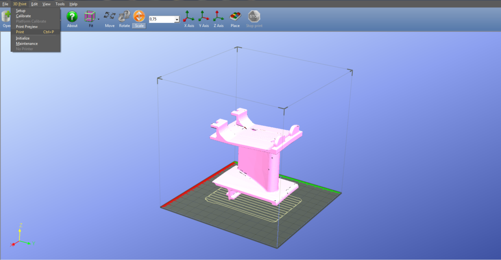 Print do programa que faz a modelagem do objeto 3D