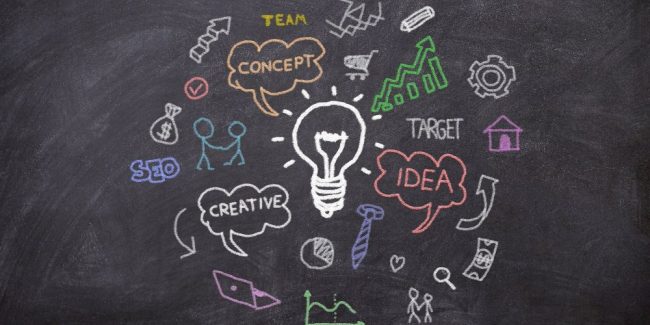 Ilustração no quadro sobre marketing criativo