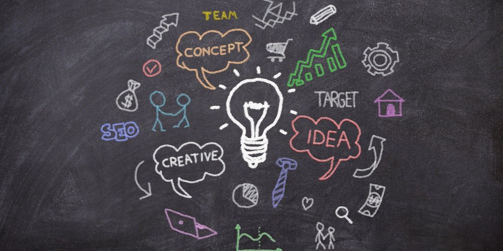 ilustracao_no_quadro_sobre_marketing_criativo Ilustração no quadro sobre marketing criativo